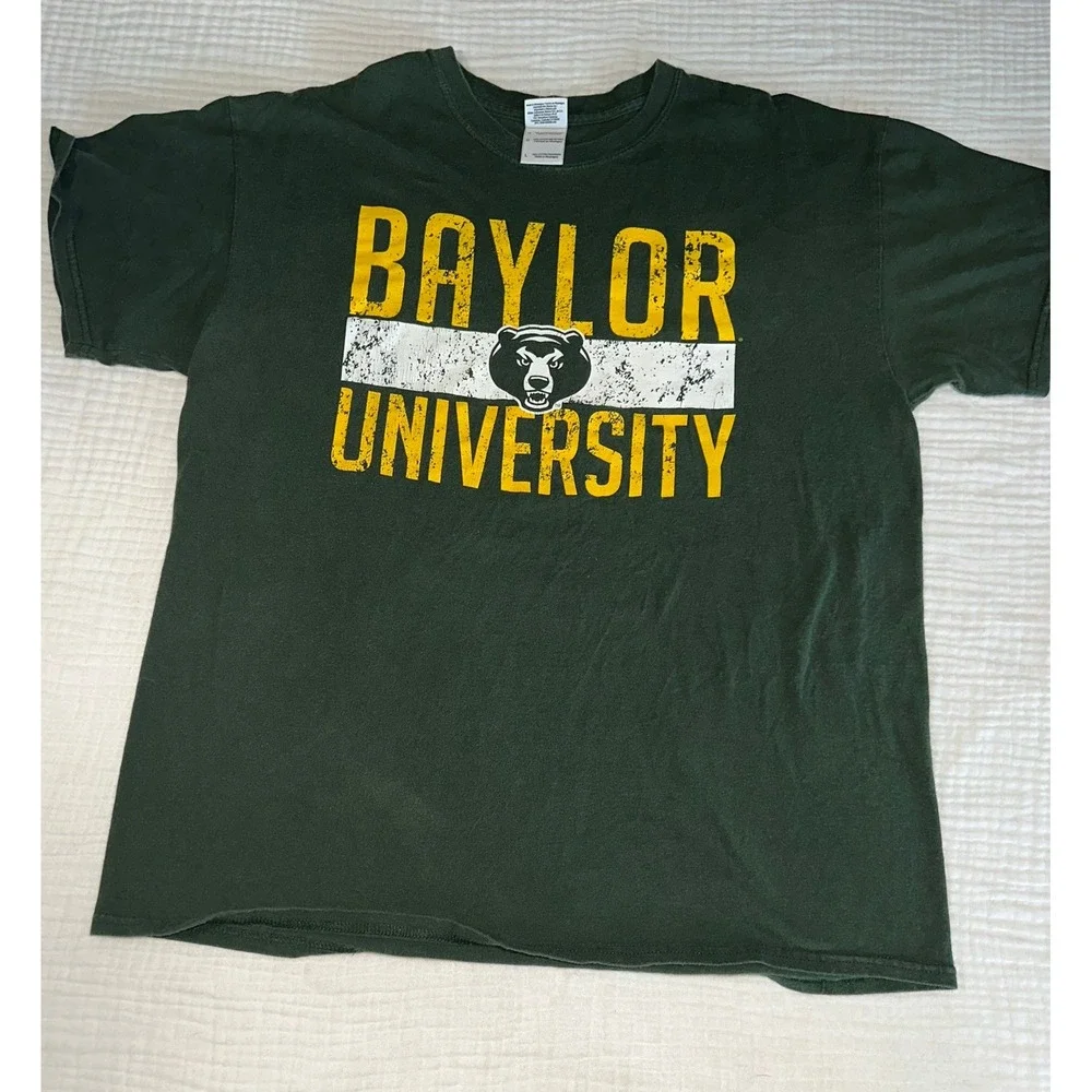 Baylor University T Shirt Mens L Green Bear‎ College Graphic Tee